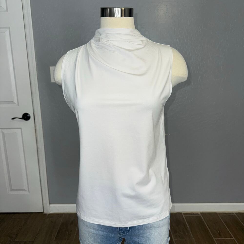 The A&F White Sleeveless Mock Neck Top, S